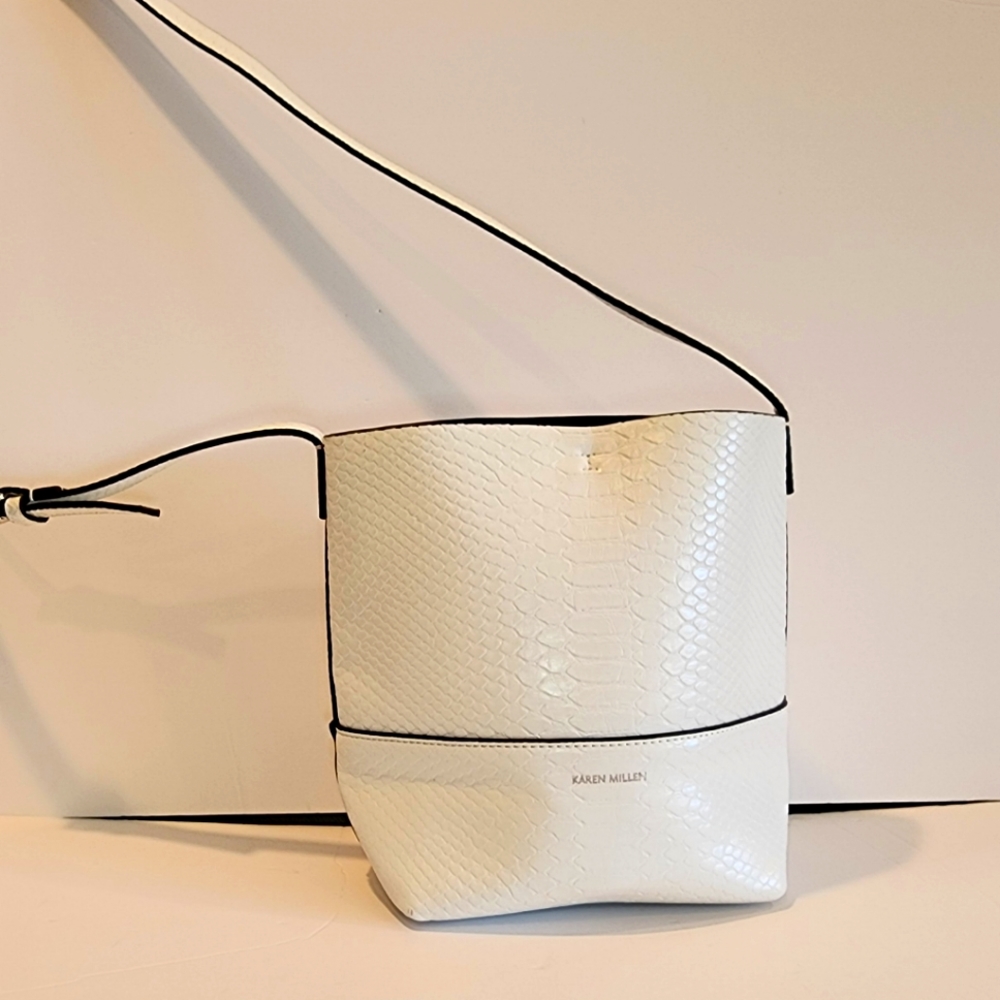 Karen Millen White Leather Bucket Bag